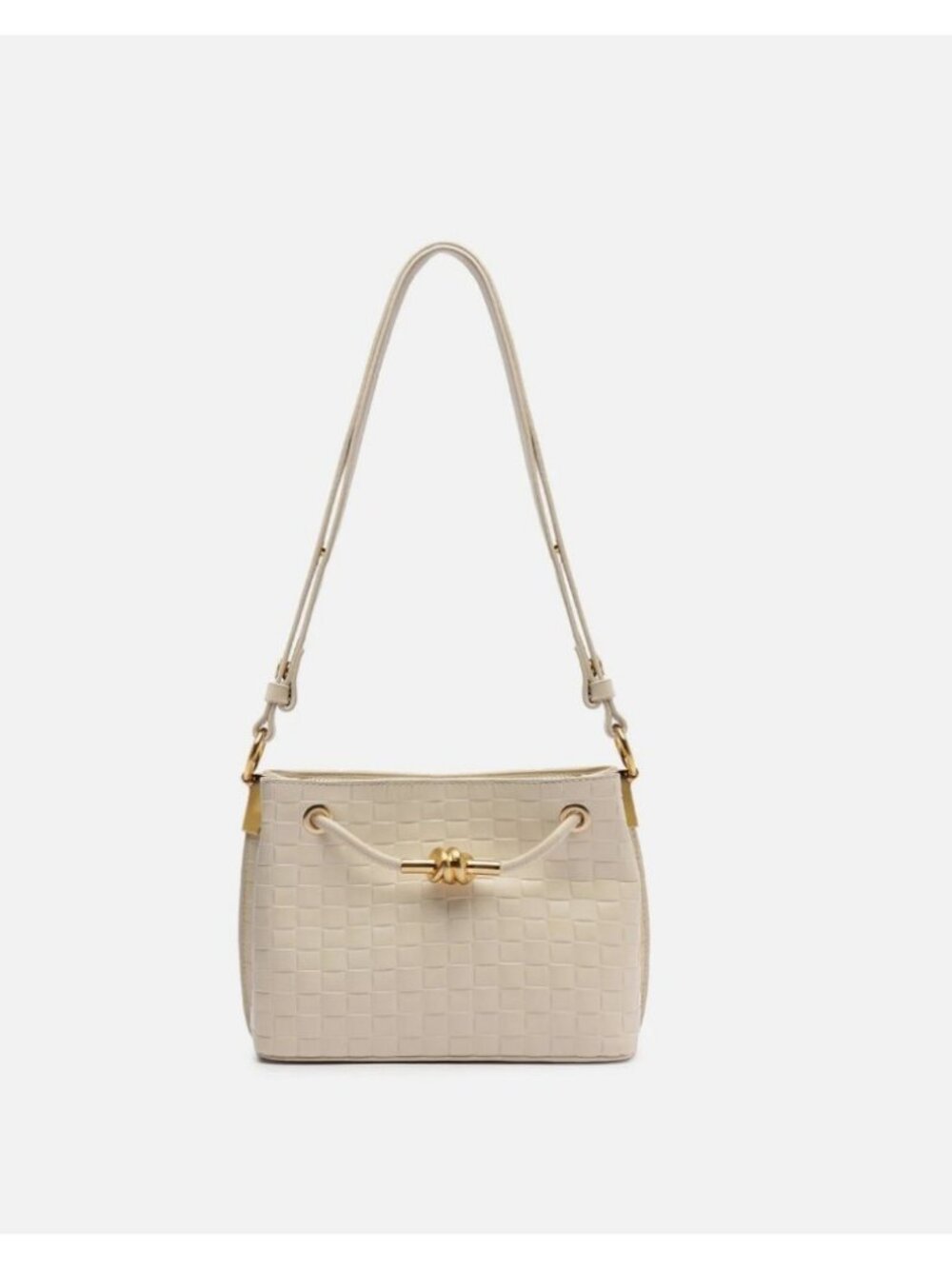 AREZZO Delphine knot leather women's crossbody bag - Panacota / White